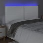 vidaXL Cabecero con luces LED cuero sintético blanco 200x5x118/128 cm vidaXL Cabecero con luces LED cuero sintético blanco 200x5x118/128 cm