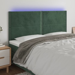 vidaXL Cabecero con luces LED terciopelo verde oscuro 200x5x118/128 cm