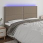 vidaXL Cabecero con luces LED tela gris taupe 160x5x118/128 cm vidaXL Cabecero con luces LED tela gris taupe 160x5x118/128 cm
