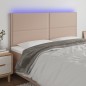 vidaXL Cabecero luces LED cuero sintético capuchino 160x5x118/128cm vidaXL Cabecero luces LED cuero sintético capuchino 160x5x118/128cm