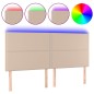 vidaXL Cabecero luces LED cuero sintético capuchino 160x5x118/128cm vidaXL Cabecero luces LED cuero sintético capuchino 160x5x118/128cm