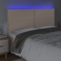 vidaXL Cabecero luces LED cuero sintético capuchino 160x5x118/128cm vidaXL Cabecero luces LED cuero sintético capuchino 160x5x118/128cm