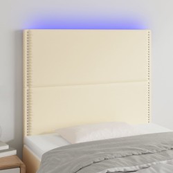 vidaXL Cabecero con luces LED cuero sintético crema 100x5x118/128 cm