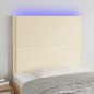 vidaXL Cabecero con luces LED cuero sintético crema 100x5x118/128 cm