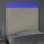 vidaXL Cabecero con luces LED cuero sintético crema 100x5x118/128 cm
