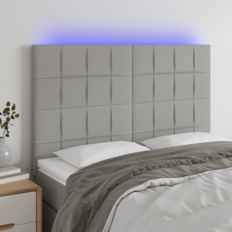 vidaXL Cabecero con luces LED tela gris claro 144x5x118/128 cm