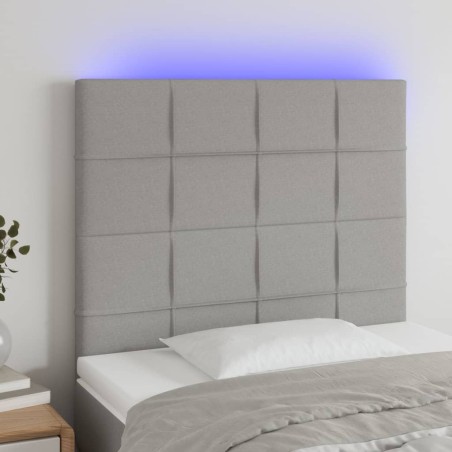 vidaXL Cabecero con luces LED tela gris claro 80x5x118/128 cm