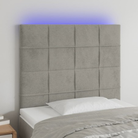 vidaXL Cabecero con luces LED terciopelo gris claro 90x5x118/128 cm