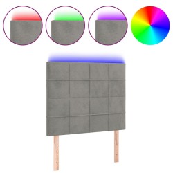 vidaXL Cabecero con luces LED terciopelo gris claro 90x5x118/128 cm