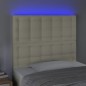 vidaXL Cabecero con luces LED cuero sintético crema 90x5x118/128 cm vidaXL Cabecero con luces LED cuero sintético crema 90x5x118/128 cm