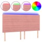 vidaXL Cabecero con luces LED terciopelo rosa 200x5x118/128 cm