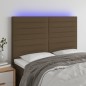 vidaXL Cabecero con luces LED tela marrón oscuro 144x5x118/128 cm