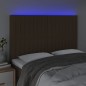 vidaXL Cabecero con luces LED tela marrón oscuro 144x5x118/128 cm vidaXL Cabecero con luces LED tela marrón oscuro 144x5x118/128 cm