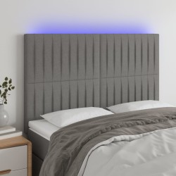 vidaXL Cabecero con luces LED tela gris oscuro 144x5x118/128 cm