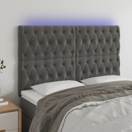 vidaXL Cabecero con luces LED terciopelo gris oscuro 160x7x118/128 cm