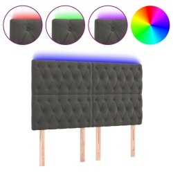 vidaXL Cabecero con luces LED terciopelo gris oscuro 160x7x118/128 cm