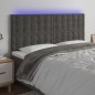 vidaXL Cabecero con luces LED terciopelo gris oscuro 200x5x118/128 cm vidaXL Cabecero con luces LED terciopelo gris oscuro 200x5x118/128 cm