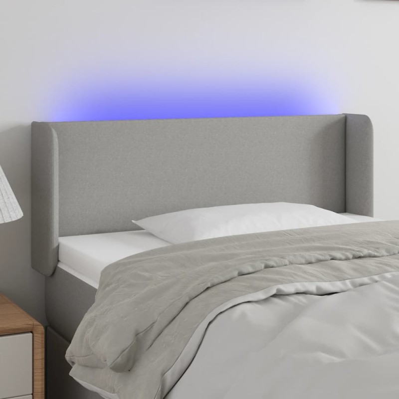 vidaXL Cabecero con LED de tela gris claro 93x16x78/88 cm vidaXL Cabecero con LED de tela gris claro 93x16x78/88 cm