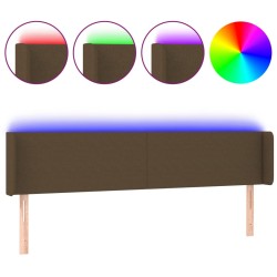 vidaXL Cabecero con LED de tela marrón oscuro 163x16x78/88 cm