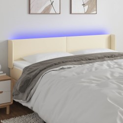 vidaXL Cabecero con LED cuero sintético crema 203x16x78/88 cm