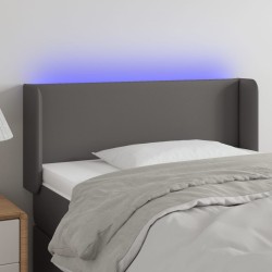 vidaXL Cabecero con LED cuero sintético gris 83x16x78/88 cm