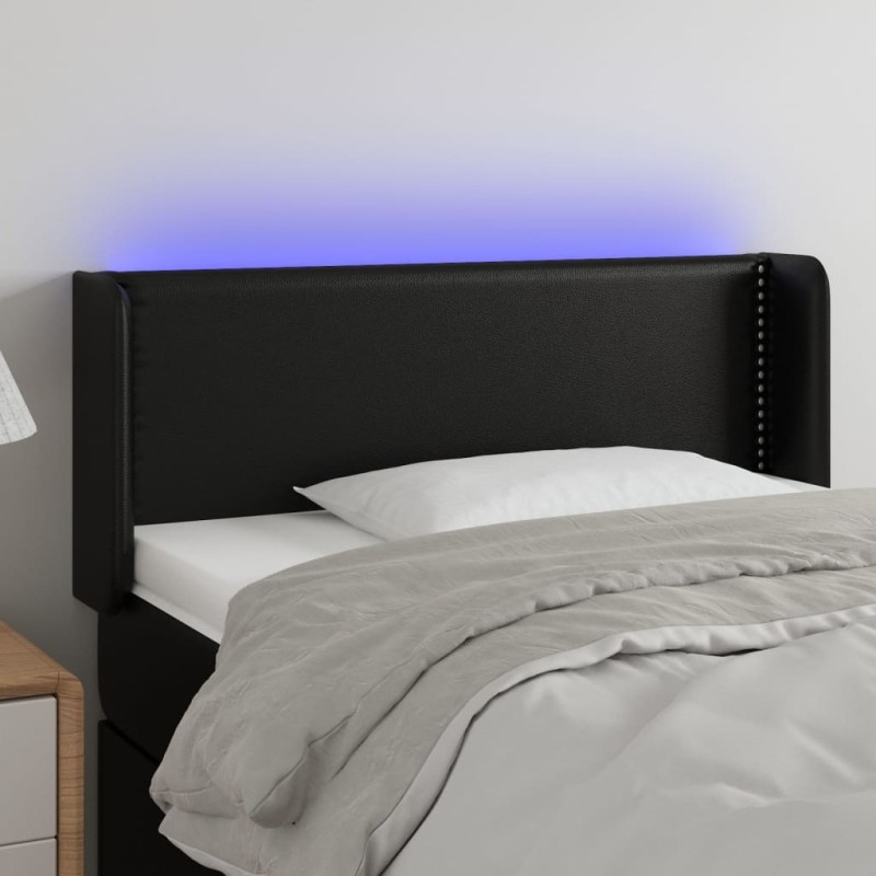 vidaXL Cabecero con LED cuero sintético negro 83x16x78/88 cm vidaXL Cabecero con LED cuero sintético negro 83x16x78/88 cm