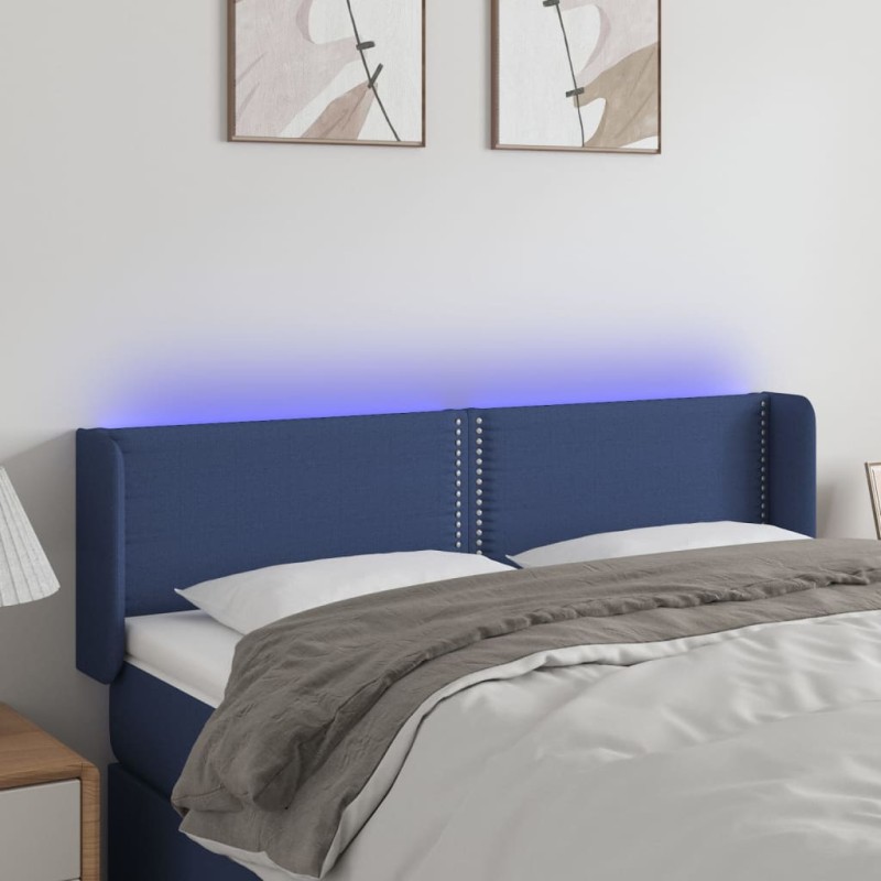 vidaXL Cabecero con LED de tela azul 147x16x78/88 cm vidaXL Cabecero con LED de tela azul 147x16x78/88 cm