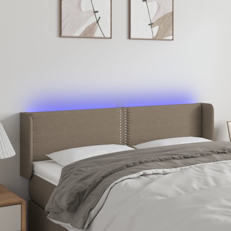 vidaXL Cabecero con LED de tela gris taupe 147x16x78/88 cm vidaXL Cabecero con LED de tela gris taupe 147x16x78/88 cm