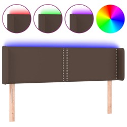vidaXL Cabecero con LED cuero sintético marrón 147x16x78/88 cm