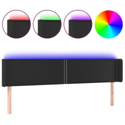 vidaXL Cabecero con LED cuero sintético negro 203x16x78/88 cm