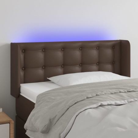 vidaXL Cabecero con LED cuero sintético marrón 93x16x78/88 cm