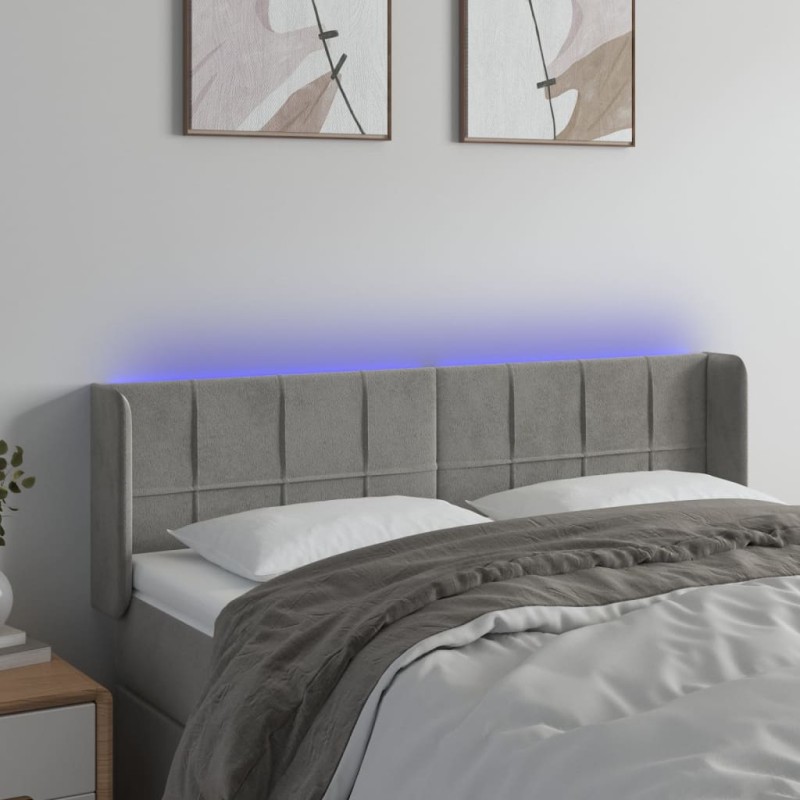 vidaXL Cabecero con LED de terciopelo gris claro 147x16x78/88 cm vidaXL Cabecero con LED de terciopelo gris claro 147x16x78/88 cm