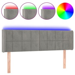 vidaXL Cabecero con LED de terciopelo gris claro 147x16x78/88 cm