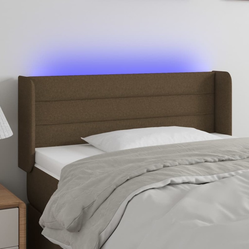 vidaXL Cabecero con LED de tela marrón oscuro 103x16x78/88 cm vidaXL Cabecero con LED de tela marrón oscuro 103x16x78/88 cm