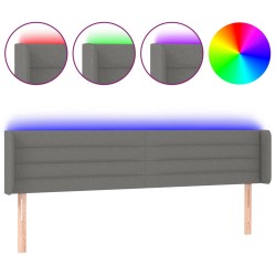 vidaXL Cabecero con LED de tela gris oscuro 163x16x78/88 cm