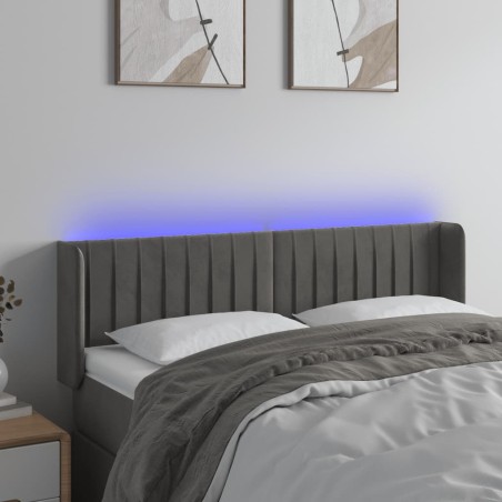 vidaXL Cabecero con LED de terciopelo gris oscuro 147x16x78/88 cm
