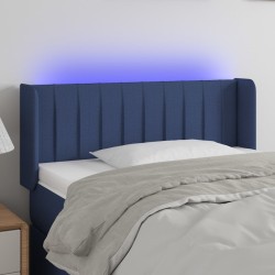 vidaXL Cabecero con LED de tela azul 103x16x78/88 cm