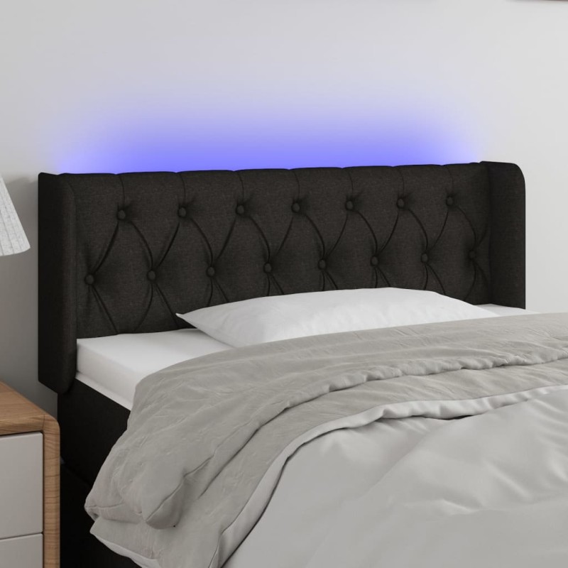 vidaXL Cabecero con LED de tela negro 93x16x78/88 cm vidaXL Cabecero con LED de tela negro 93x16x78/88 cm
