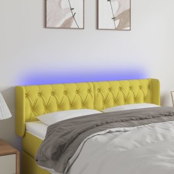 vidaXL Cabecero con LED de tela verde 147x16x78/88 cm