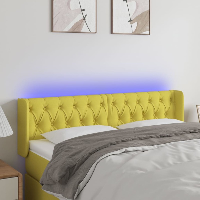 vidaXL Cabecero con LED de tela verde 147x16x78/88 cm vidaXL Cabecero con LED de tela verde 147x16x78/88 cm