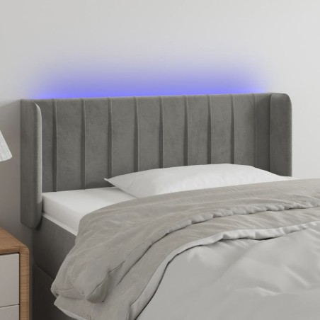 vidaXL Cabecero con LED de terciopelo gris claro 103x16x78/88 cm