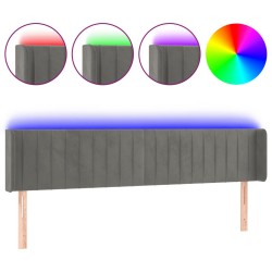 vidaXL Cabecero con LED de terciopelo gris claro 203x16x78/88 cm