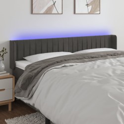 vidaXL Cabecero con LED de terciopelo gris oscuro 183x16x78/88 cm