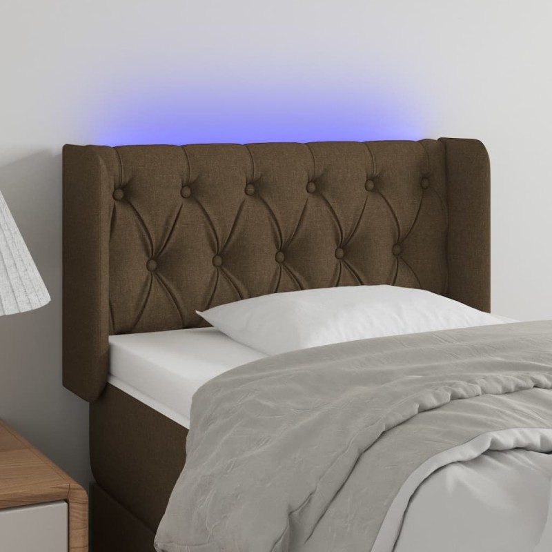 vidaXL Cabecero con LED de tela marrón oscuro 83x16x78/88 cm vidaXL Cabecero con LED de tela marrón oscuro 83x16x78/88 cm
