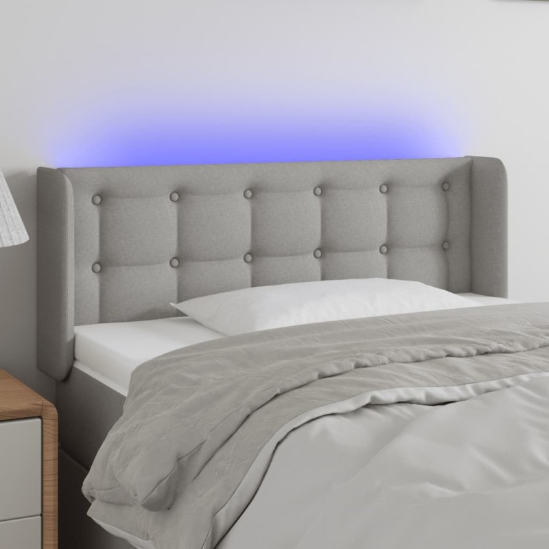 vidaXL Cabecero con LED de tela gris claro 83x16x78/88 cm vidaXL Cabecero con LED de tela gris claro 83x16x78/88 cm