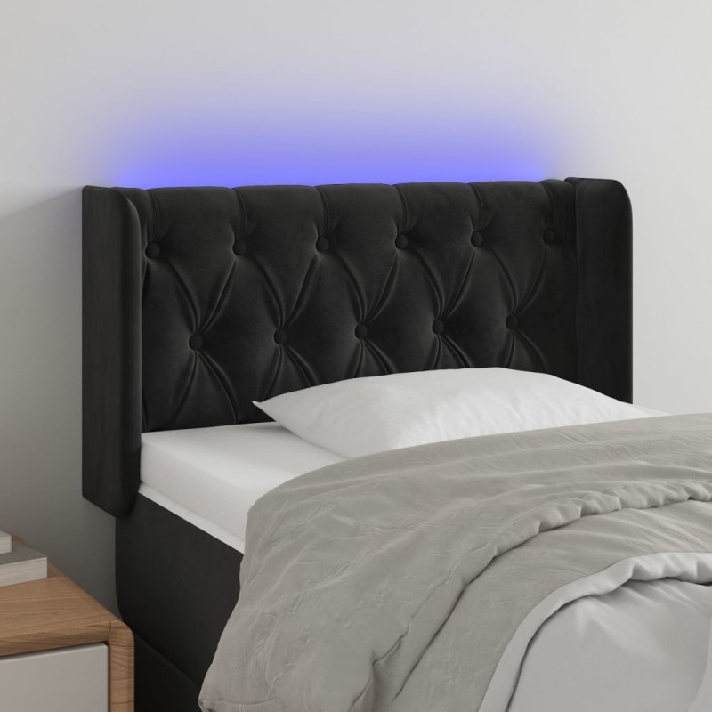 vidaXL Cabecero con LED de terciopelo negro 83x16x78/88 cm vidaXL Cabecero con LED de terciopelo negro 83x16x78/88 cm
