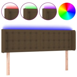 vidaXL Cabecero con LED de tela marrón oscuro 147x16x78/88 cm
