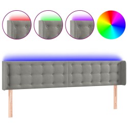 vidaXL Cabecero con LED de terciopelo gris claro 203x16x78/88 cm