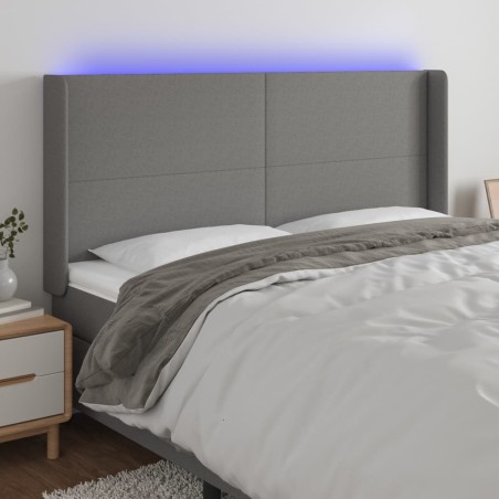 vidaXL Cabecero con LED de tela gris oscuro 183x16x118/128 cm