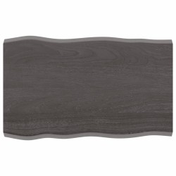 vidaXL Tablero mesa madera tratada borde vivo marrón 80x50x(2-4) cm
